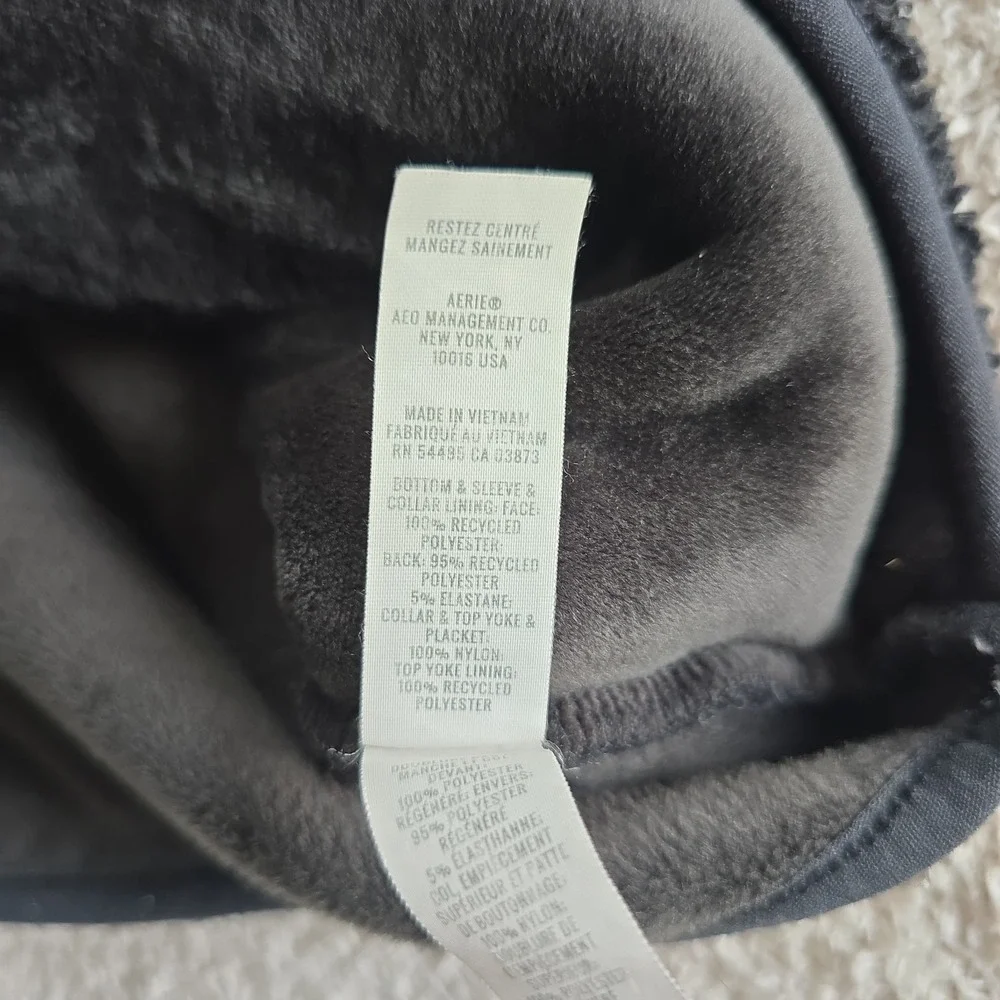 Offline By Aerie Fluff Love Quarter Snap Sherpa Jacket Black Size S - Picture 10 of 12